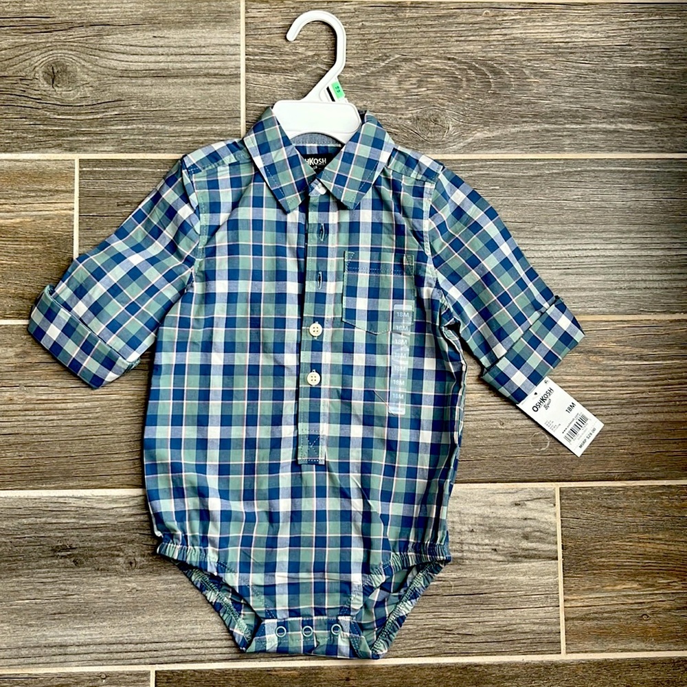 Boys 18 month onesie, checkered pattern, new!